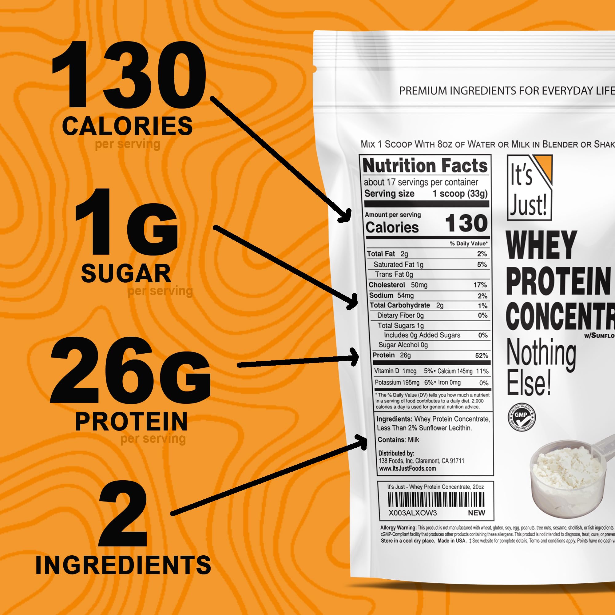 It's Just! cold-processing icon highlighting minimal heat preserves amino acids and quality.
