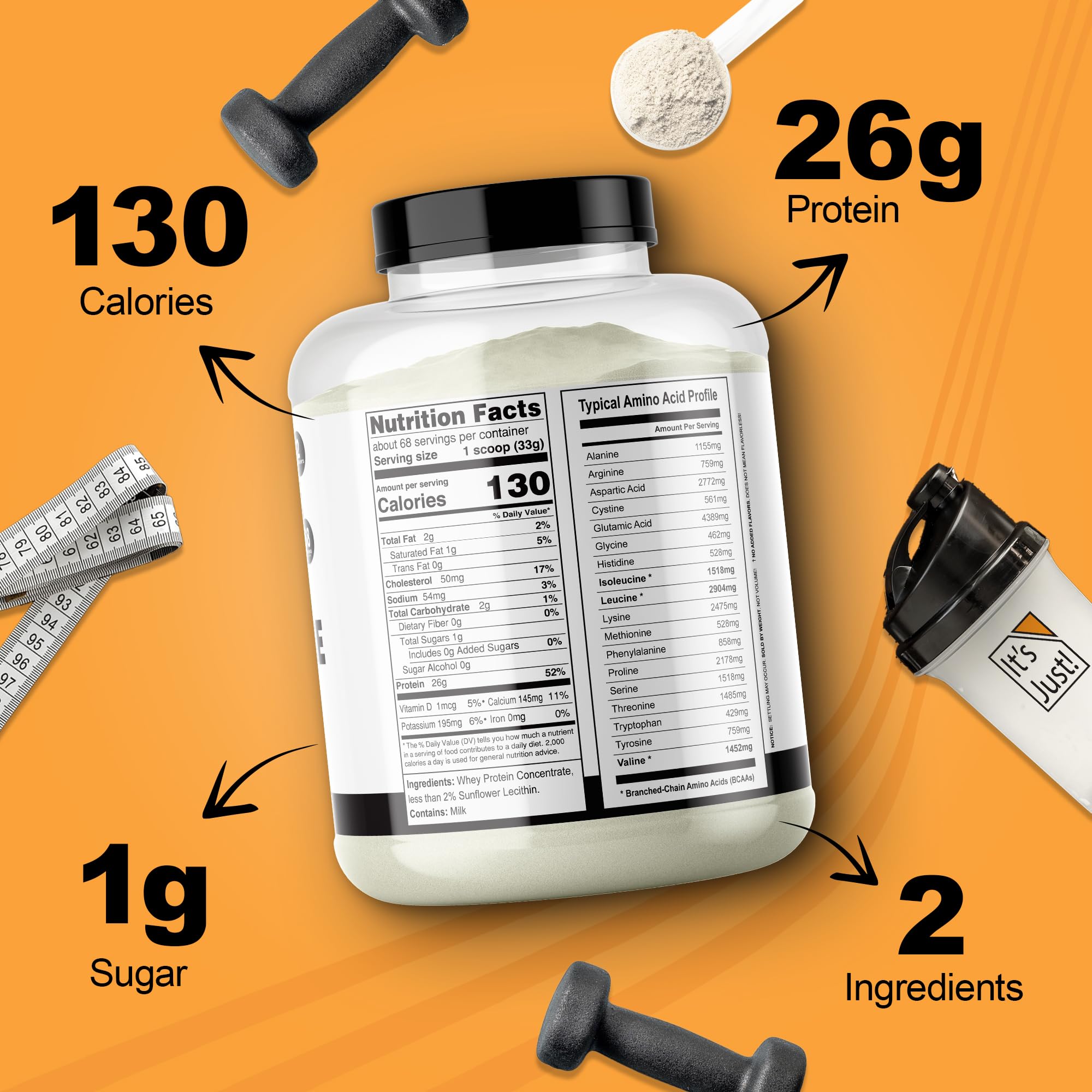 It's Just! cold-processed whey preserves amino acids and natural integrity.