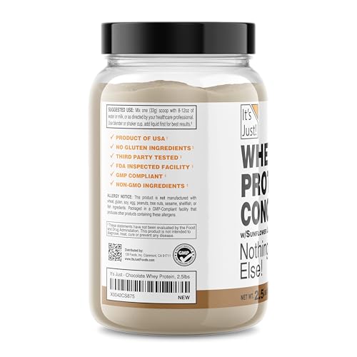 It's Just! whey protein concentrate scoop for accurate portioning and targets.