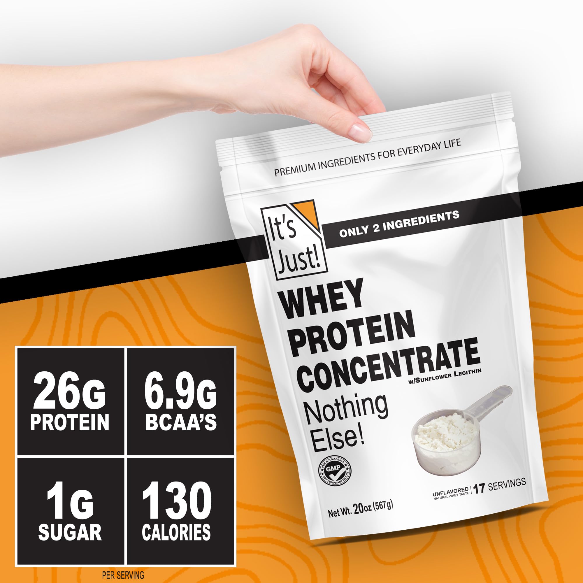 Its Just USA-made whey protein label highlighting quality standards
