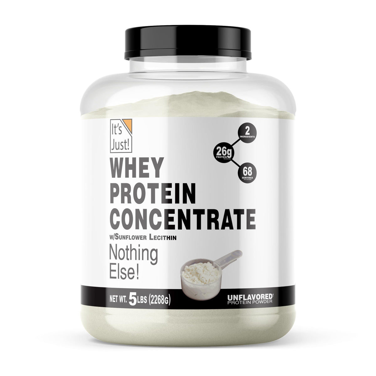 It's Just! whey protein 5lb jar for a pure protein boost in workouts.