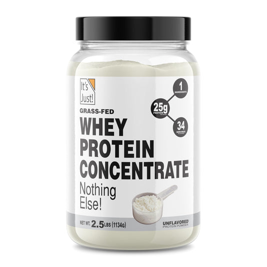 It's Just! WPC-80 unflavored bottle for daily shakes and post-workout recovery.