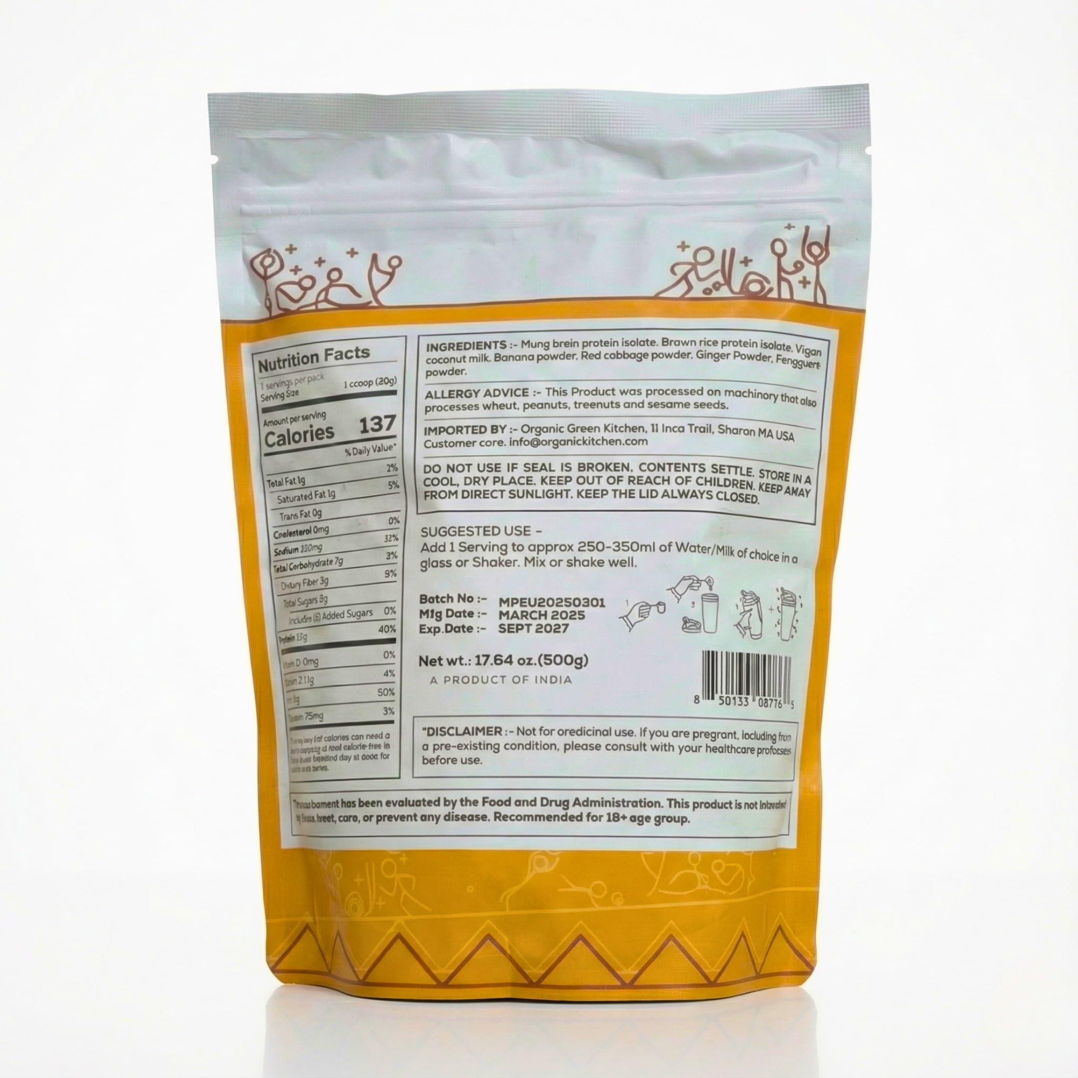 It's Moong powder with a glass of water shows convenient daily use.
