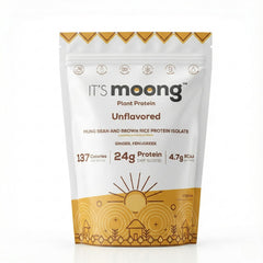 It's Moong Plant Protein packaging highlights unflavored formula for versatile meals.