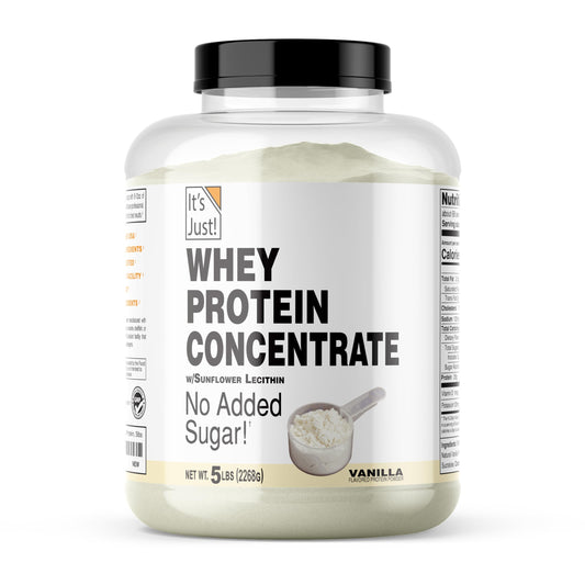 ItsJust whey protein concentrate vanilla tub highlights a premium protein for daily workouts.