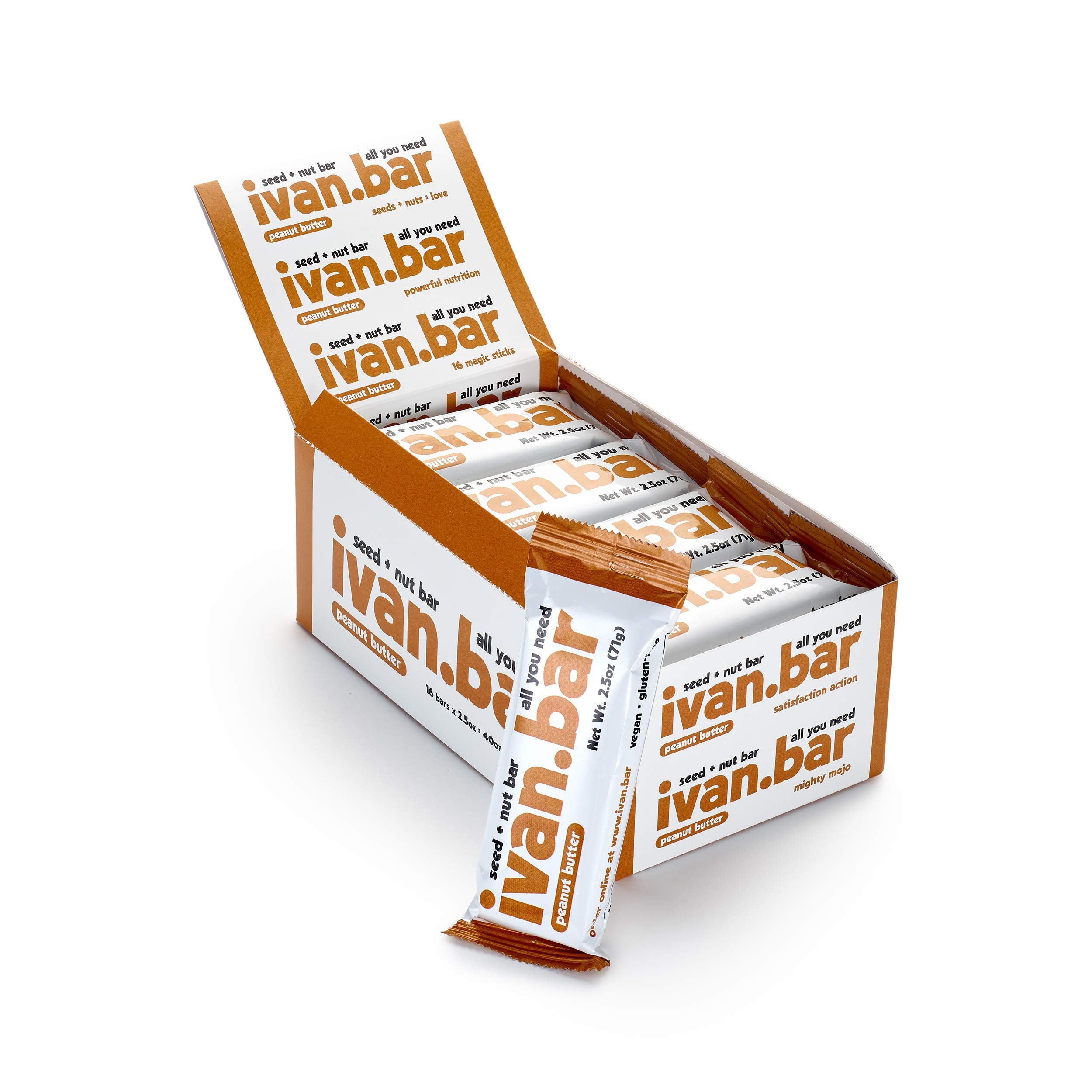 ivanbar Protein Packed Bar packaging with all-natural vegan ingredients on display.