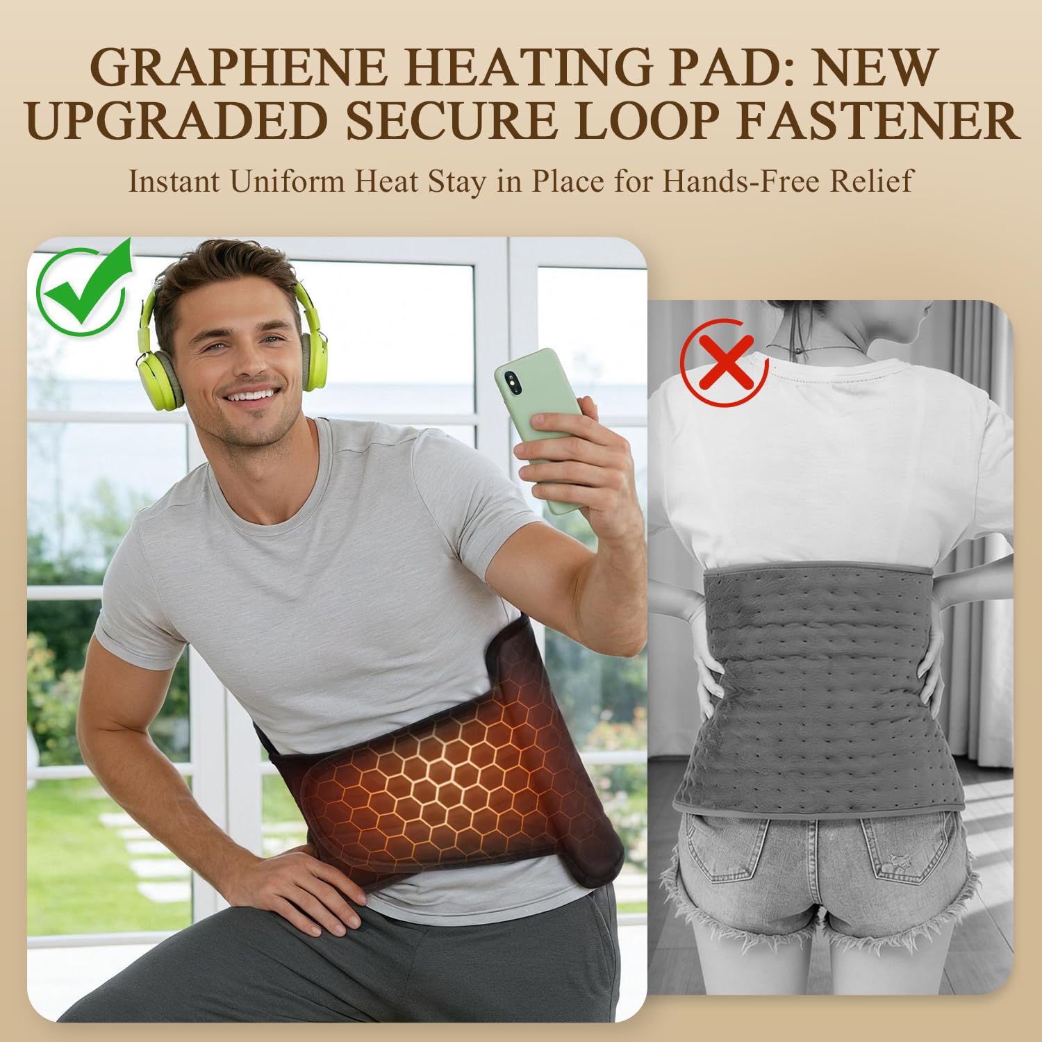 InVarme XL wrap-around design secures around the torso for hands-free use.