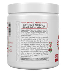 Close-up of IVL Phyto Fruits ingredients showing a vibrant berry and greens blend.