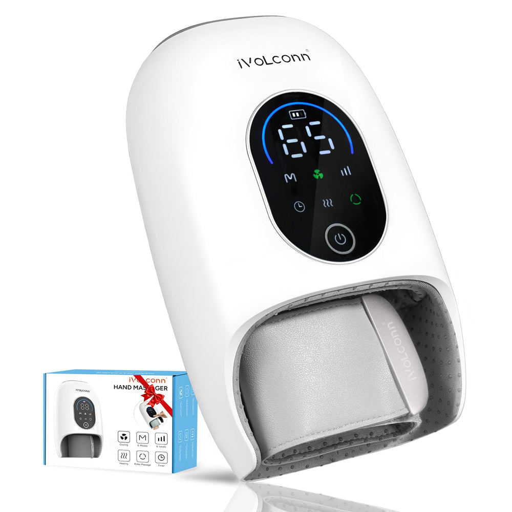 iVOLCONN Hand Massager front view showing full-hand compression for ergonomic relief