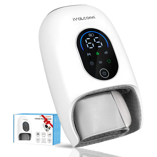iVOLCONN Hand Massager front view showing full-hand compression for ergonomic relief