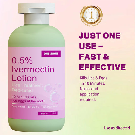 Person applying Ivormetn on dry hair for treatment