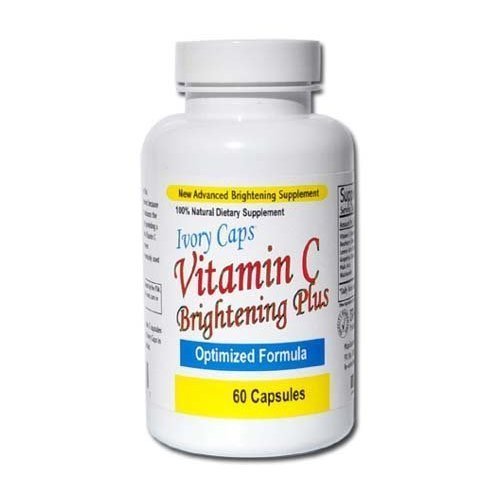 Close-up of Ivory Caps Brightening Plus capsules highlights a bioavailable vitamin C blend