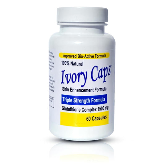 Ivory Caps Glutathione 1500mg bottle, premium capsules for daily wellness support.