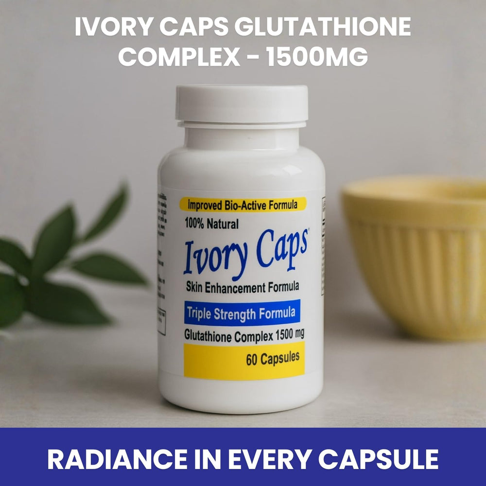 Ivory Caps Glutathione Complex made in USA seal indicating cGMP manufacturing.