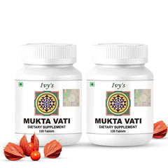 Ivy's Mukta Vati bottle front promotes natural daily wellness.