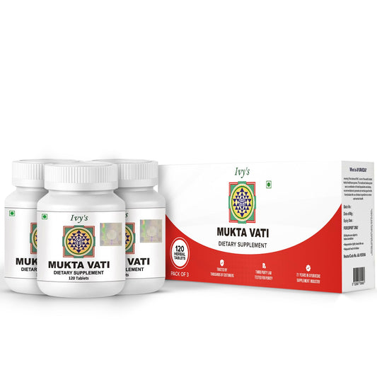 Ivy's Mukta Vati bottle and pack for daily wellness