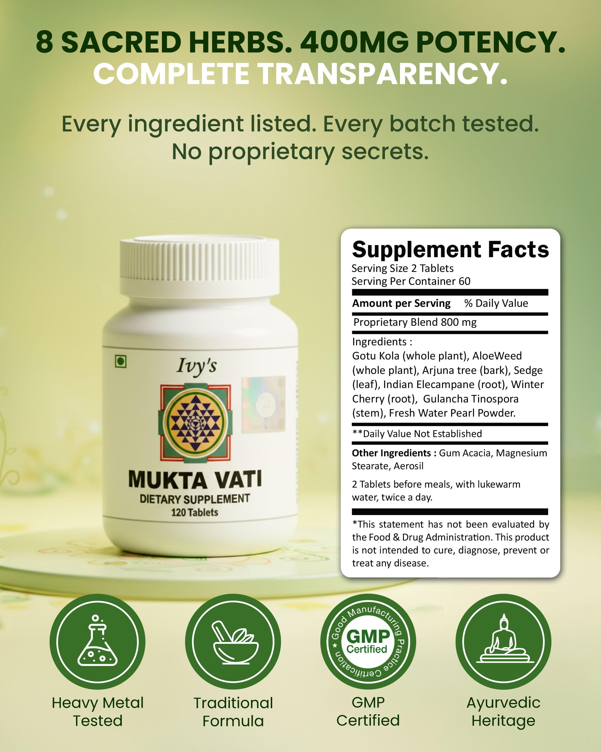 Ivy's Mukta Vati packaging box showcasing tamper-evident seal