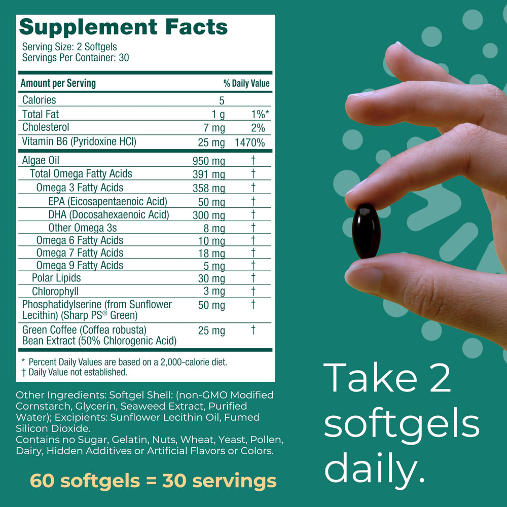 iwi life Brain Omega-3 packaging box emphasizing sustainable algae sourcing
