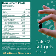iwi life Brain Omega-3 packaging box emphasizing sustainable algae sourcing