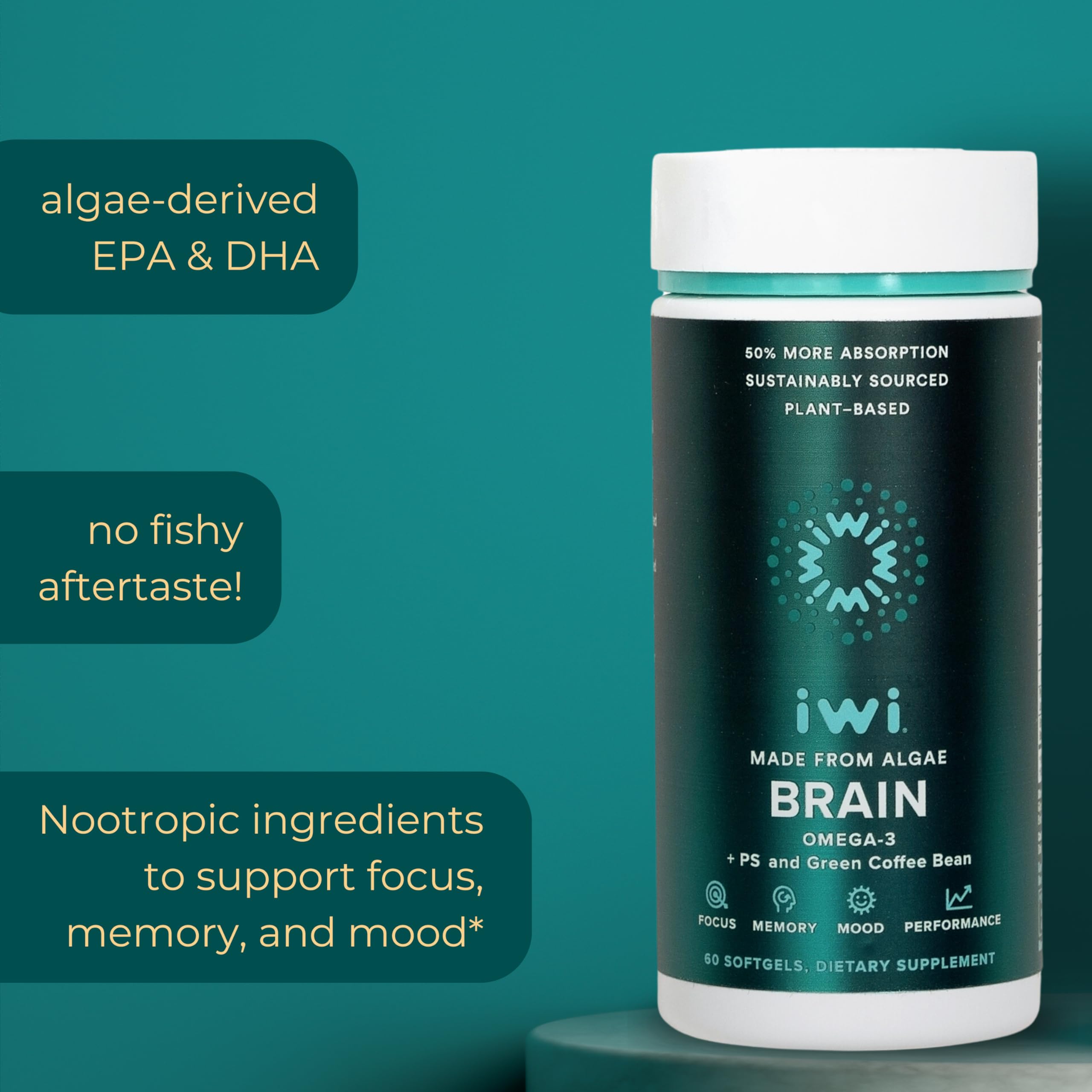 Iwi Life Omega-3 pour shot shows easy daily two-softgel serving.