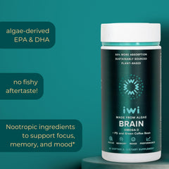Iwi Life Omega-3 pour shot shows easy daily two-softgel serving.