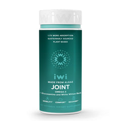 Iwi Life Joint Omega-3 bottle showcases mobility support from algae-based omega-3.