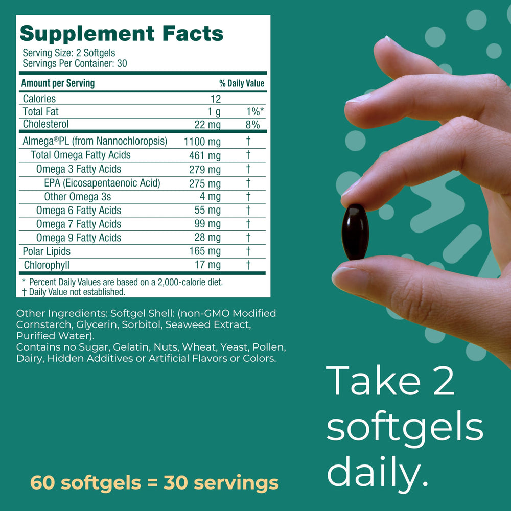 Iwi Life serving size shows two softgels per day for ease of use.