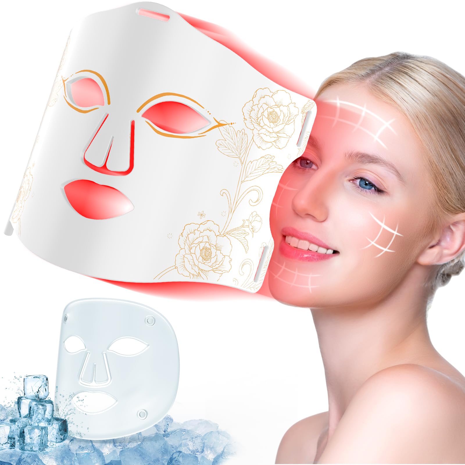 IYSOJSLUNN red light therapy mask on the face with soothing warmth for radiant-looking skin.