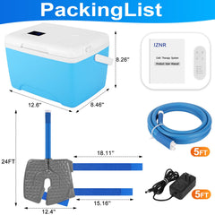 IZNR Ice Machine adjustable strap compression pad provides secure fit on knee, ankle, or elbow.