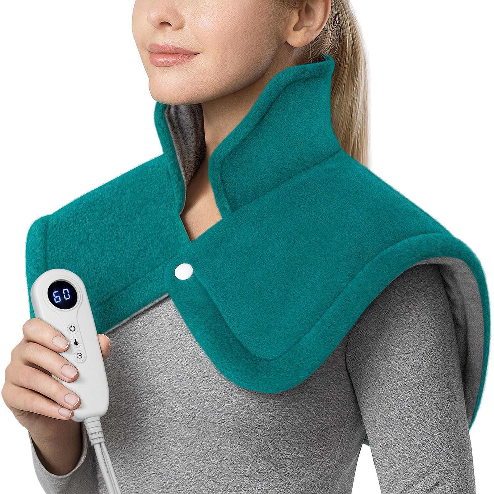 IZZUBIZ neck and shoulder heating pad wrap provides soothing warmth for sore neck and shoulders.