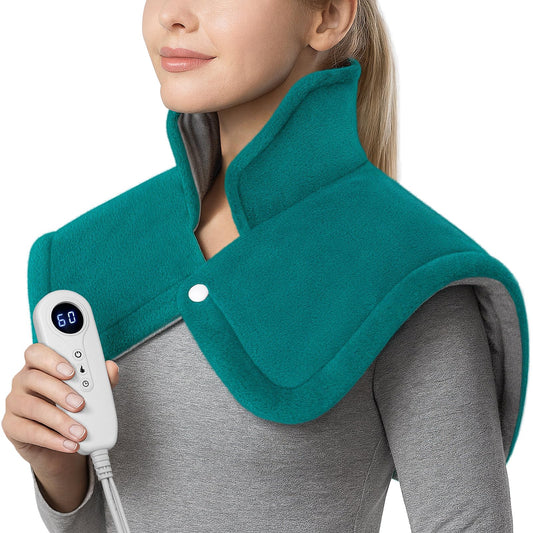 IZZUBIZ neck and shoulder heating pad wrap provides soothing warmth for sore neck and shoulders.