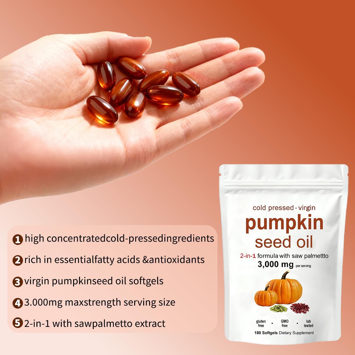 Close-up of J-PRQ softgels with saw palmetto for potential prostate support.