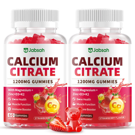 Jabsah Calcium Citrate Gummies bottle front for convenient daily bone support