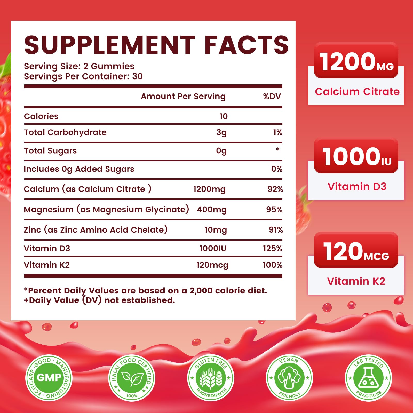 Jabsah Calcium Citrate Gummies being poured for a quick daily serving