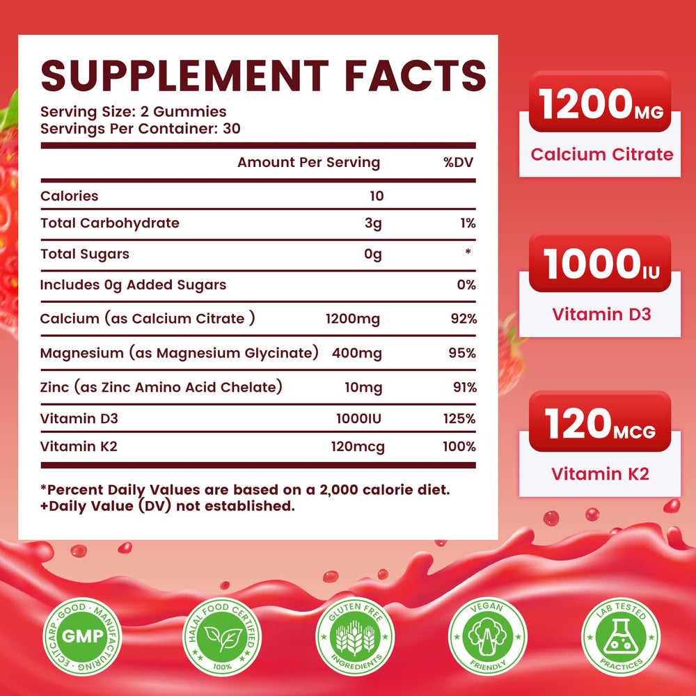 Jabsah Calcium Citrate Gummies being poured for a quick daily serving
