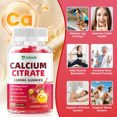 Jabsah Strawberry-label Calcium Citrate Gummies with vibrant flavor