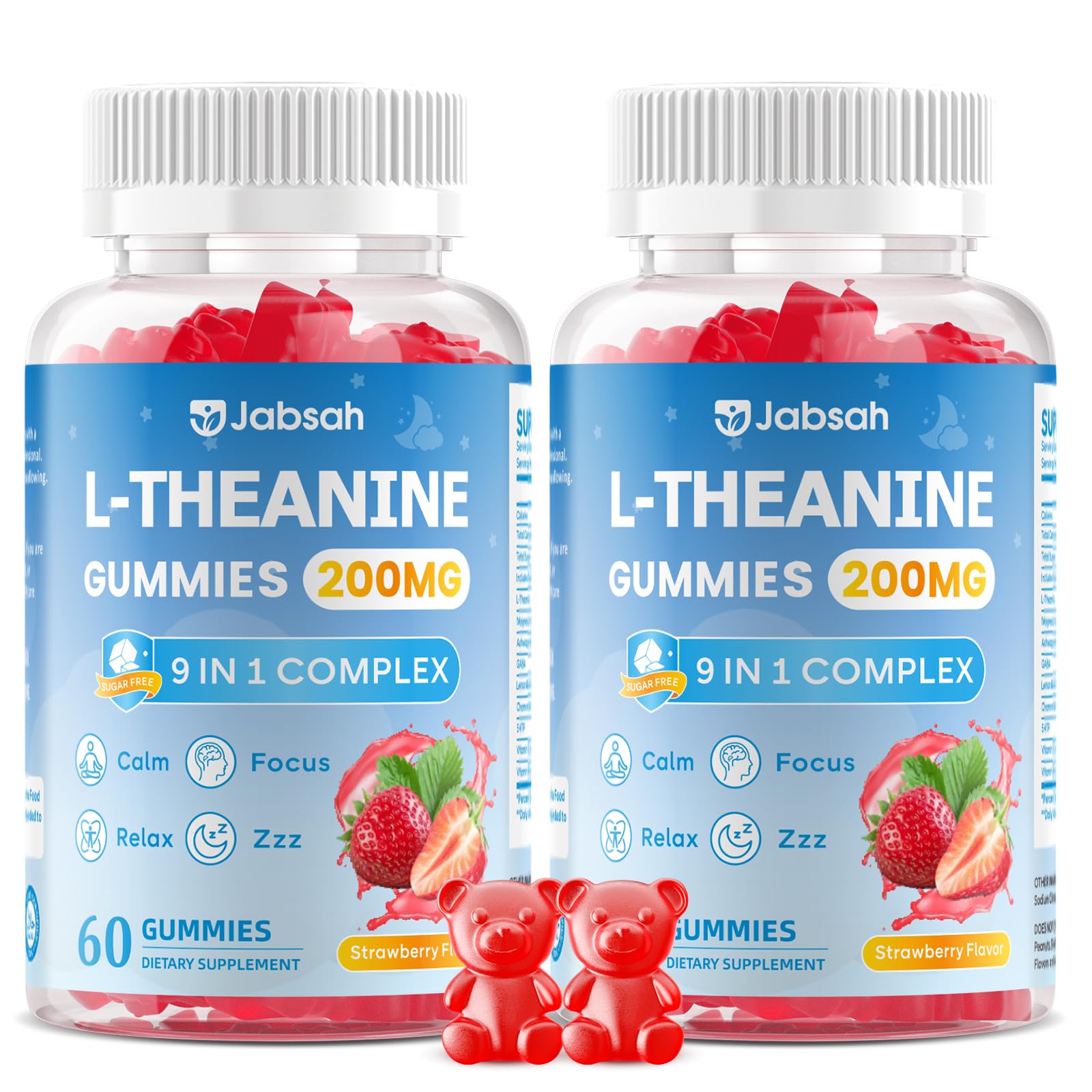 Jabsah L-Theanine Gummies promote calm focus for daily tasks.