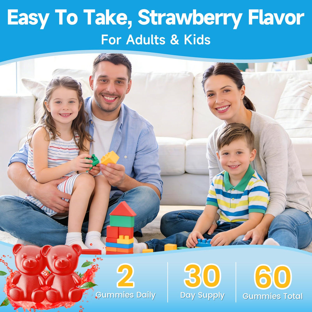 Jabsah bottle image emphasizing vegan strawberry flavor and easy chewability.