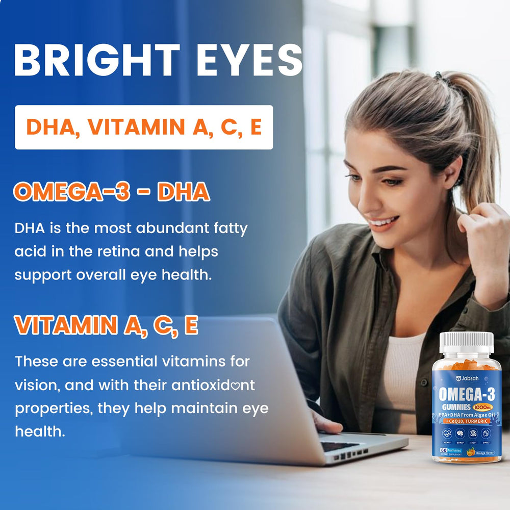 Jabsah omega-3 gummies support eye health and clarity.
