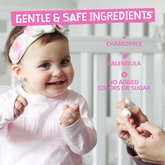 Jack N' Jill vanilla-flavored gel in use for teething.