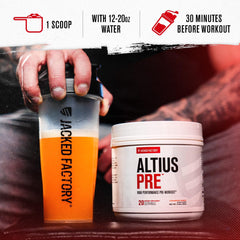 Powder being stirred in a shaker demonstrates quick pre-workout mixing.