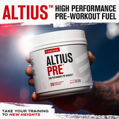 Altius powder scoop highlights precise dosing for consistent pre-workout intake.