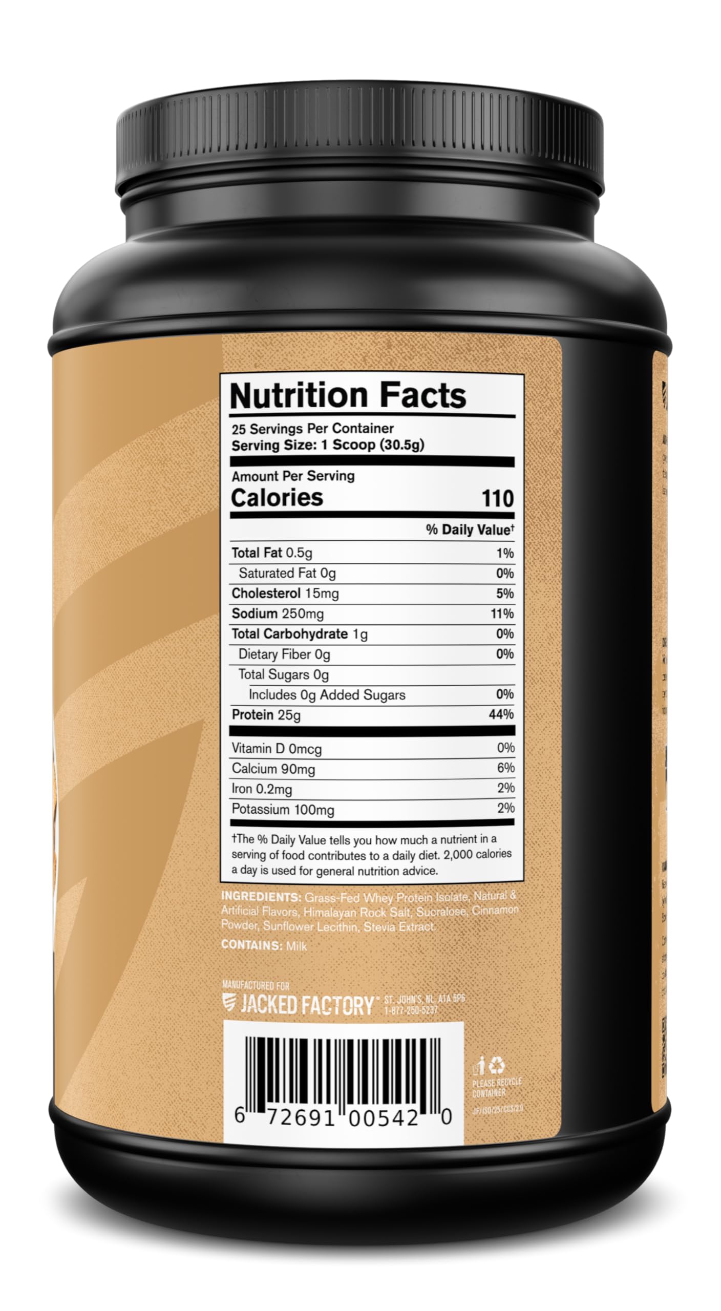 Jacked Factory Authentic ISO grass-fed whey powder serving size detail for consistency.