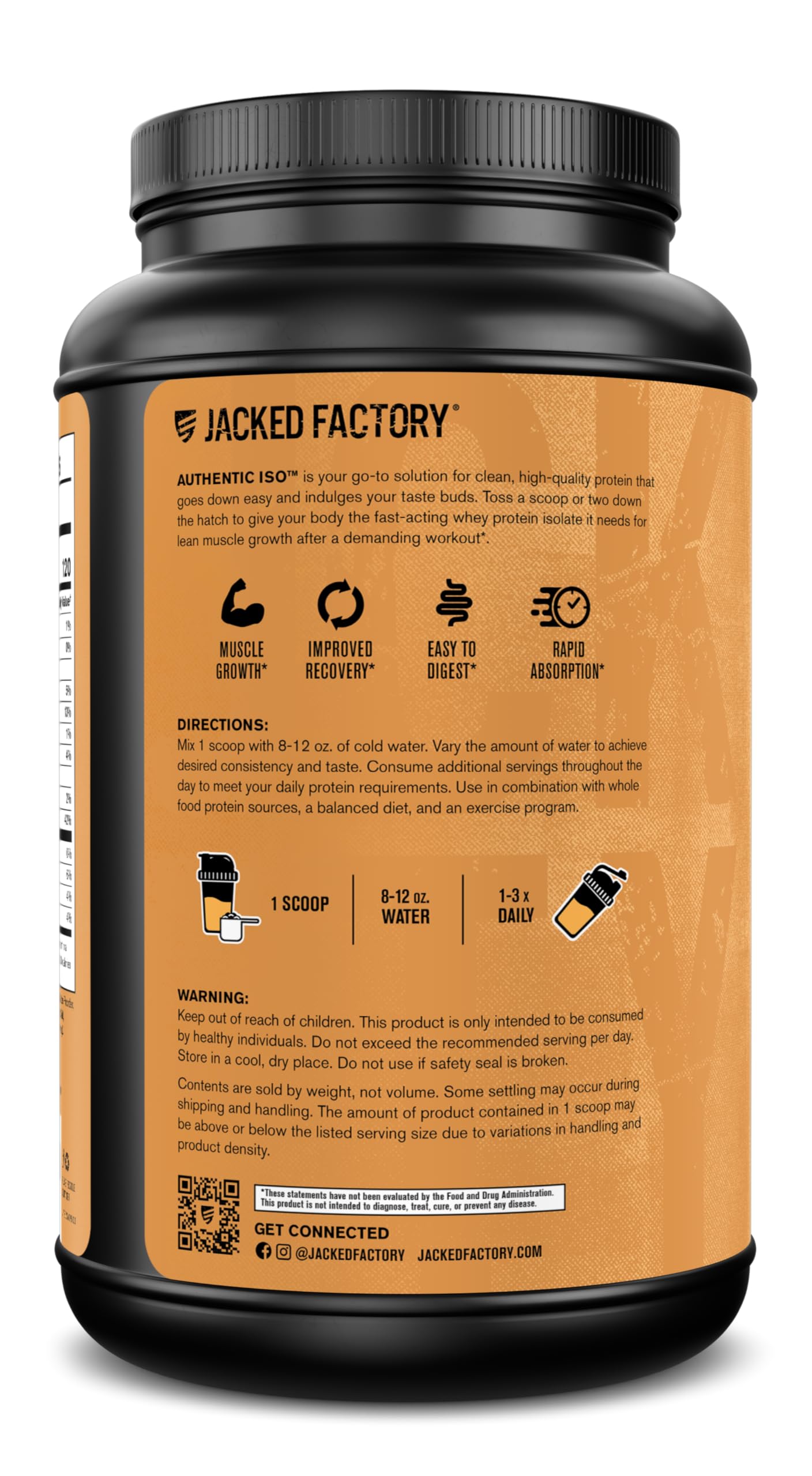 Jacked Factory Authentic ISO tub on kitchen counter for post-workout recovery