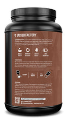 Jacked Factory Authentic ISO Whey chocolate powder highlighting rich flavor and low carbs