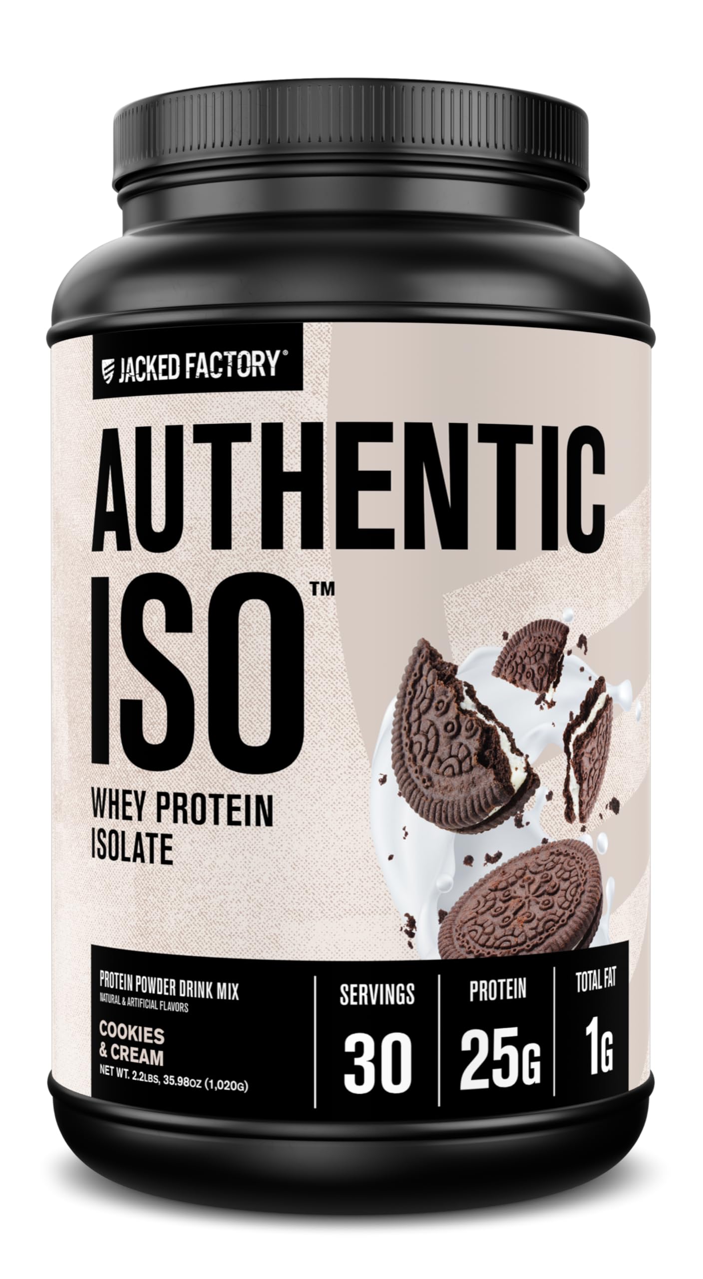Jacked Factory Authentic ISO Whey jar showing clean protein formula for post-workout fueling
