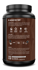 Jacked Factory Authentic ISO nutrition panel closeup explains protein per serving and sugar content