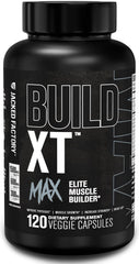 Jacked Factory Build-XT Max bottle label highlights PeakO2 for muscle support.