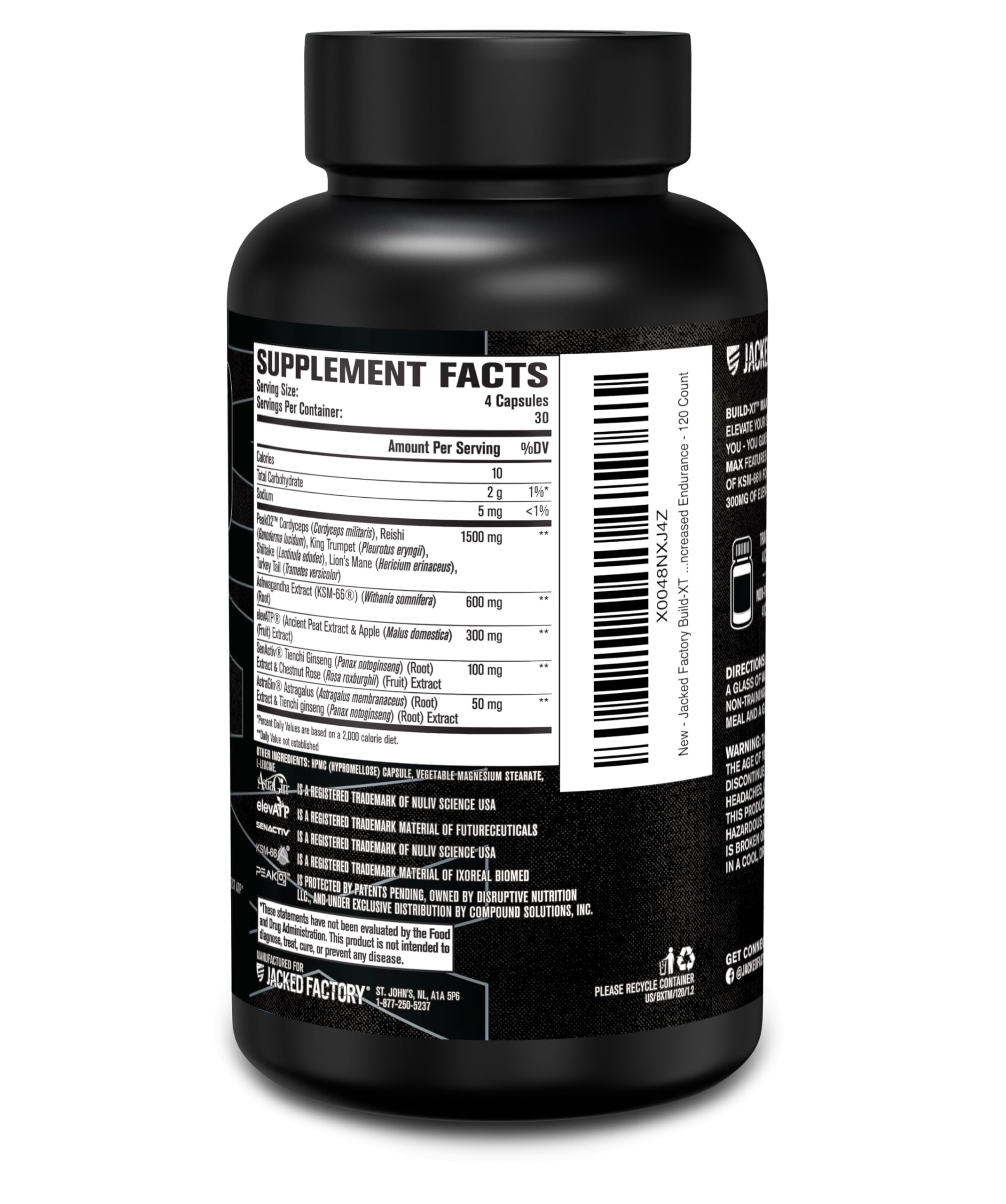 Jacked Factory Build-XT Max shaker with powder for post-workout fueling.