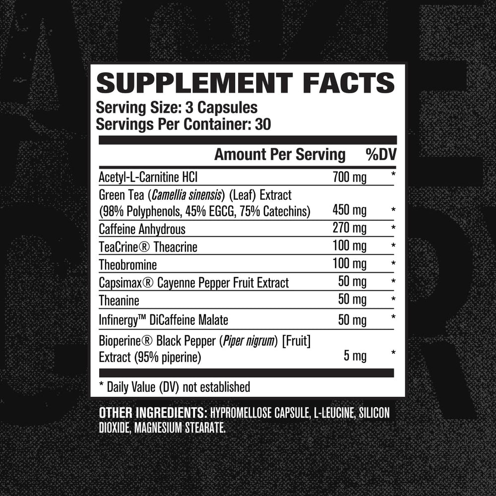 Jacked Factory Burn XT Black capsimax cayenne extract visual signaling thermogenesis.